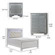 Alen 3 Pc Full Size Bedroom Set- Button Tufting- Mirror Trim- Black