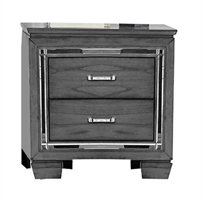 Alen 3 Pc Full Size Bedroom Set- Button Tufting- Mirror Trim- Gray