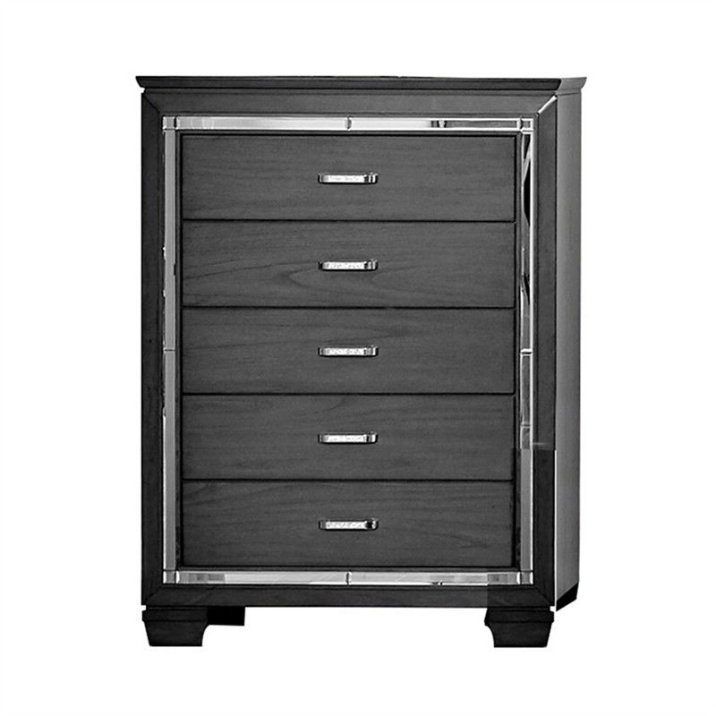 Alen 3 Pc Full Size Bedroom Set- Button Tufting- Mirror Trim- Gray