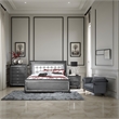 Alen 3 Pc Full Size Bedroom Set- Button Tufting- Mirror Trim- Gray