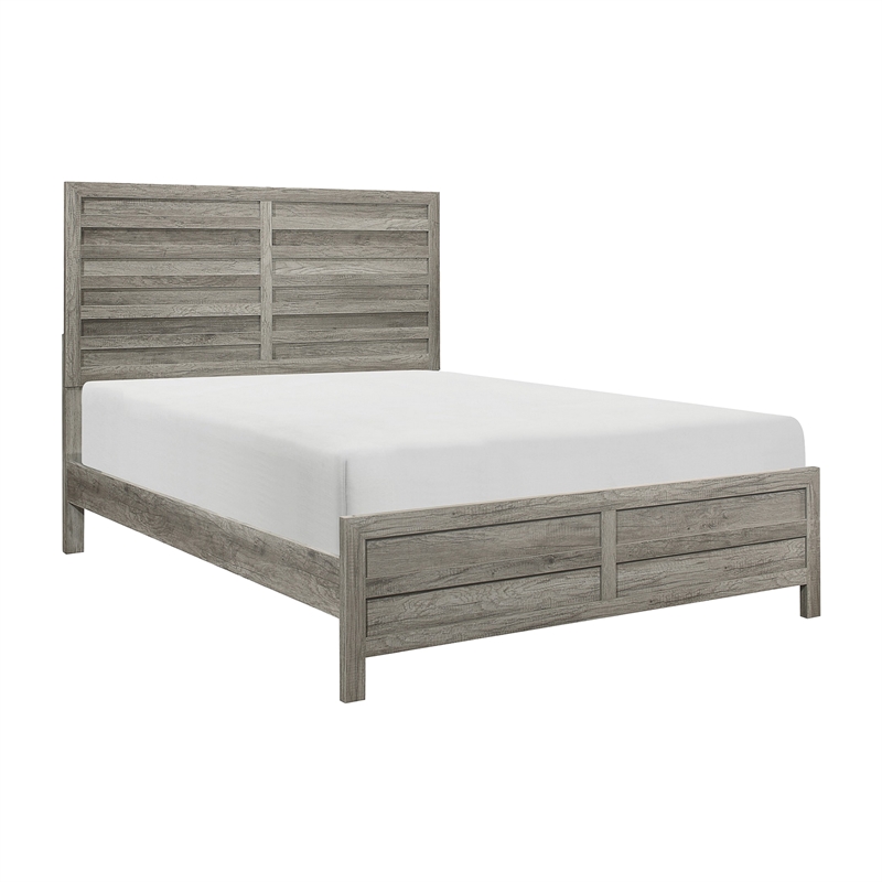 Kade 4 Pc Queen Size Bedroom Set- Slatted Panel Design- Weathered Gray Finish