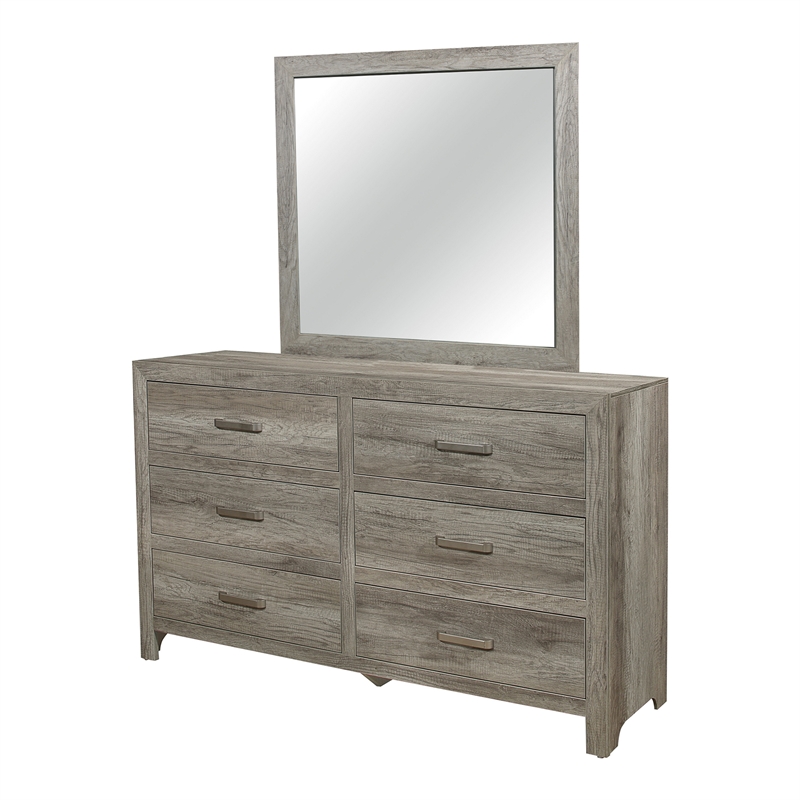 Kade 4 Pc Queen Size Bedroom Set- Slatted Panel Design- Weathered Gray Finish