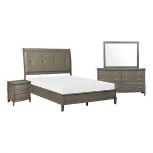 Beli 4 Pc Queen Size Bedroom Set- Button Tufted Headboard- Gray