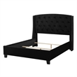 Elle King Size Bed- Tufted Wingback Headboard- Black Velvet Upholstery