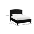 Elle King Size Bed- Tufted Wingback Headboard- Black Velvet Upholstery