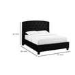 Elle Queen Size Bed- Tufted Wingback Headboard Black Velvet Upholstery