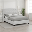 Elle Queen Size Bed- Tufted Wingback Headboard- Dove Gray Upholstery