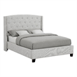Elle Queen Size Bed- Tufted Wingback Headboard- Dove Gray Upholstery