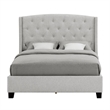 Elle Queen Size Bed- Tufted Wingback Headboard- Dove Gray Upholstery