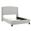Elle Queen Size Bed- Tufted Wingback Headboard- Dove Gray Upholstery