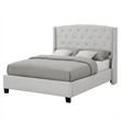 Elle Queen Size Bed- Tufted Wingback Headboard- Dove Gray Upholstery