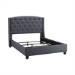 Elle King Size Bed- Tufted Wingback Headboard- Dark Gray Upholstery