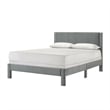 Cery Full Size Platform Bed- Light Gray Upholstery- Textured Headboard