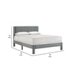 Cery Full Size Platform Bed- Light Gray Upholstery- Textured Headboard