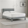 Cery Full Size Platform Bed- Light Gray Upholstery- Textured Headboard