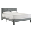 Cery Full Size Platform Bed- Light Gray Upholstery- Textured Headboard
