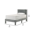 Cery Twin Size Platform Bed- Light Gray Upholstery- Textured Headboard