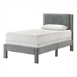 Cery Twin Size Platform Bed- Light Gray Upholstery- Textured Headboard