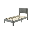 Cery Twin Size Platform Bed- Light Gray Upholstery- Textured Headboard