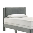 Cery Twin Size Platform Bed- Light Gray Upholstery- Textured Headboard
