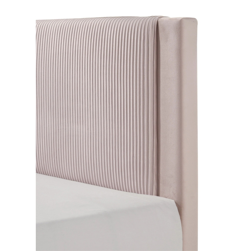 Cery Full Size Platform Bed- Pink Upholstery- Textured Headboard