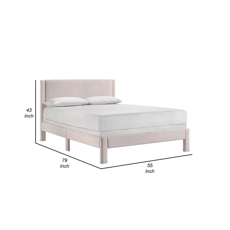 Cery Full Size Platform Bed- Pink Upholstery- Textured Headboard