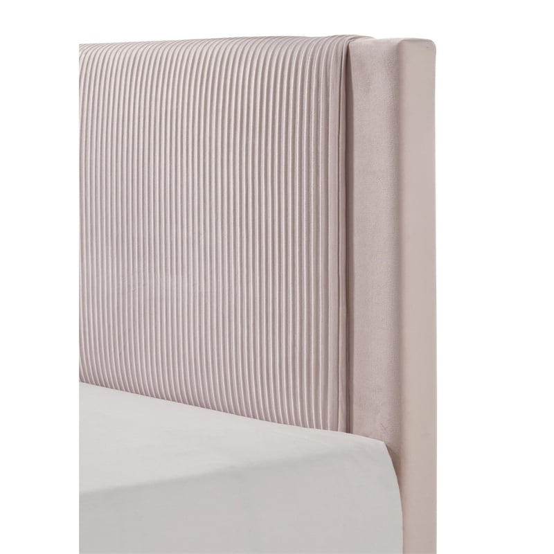 Cery Queen Size Platform Bed- Pink Upholstery- Textured Headboard