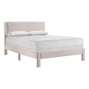 Cery Queen Size Platform Bed- Pink Upholstery- Textured Headboard