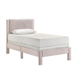 Cery Twin Size Platform Bed- Pink Upholstery- Textured Headboard