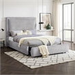 Reby King Size Bed w Storage Drawer- Gray Chenille Upholstery