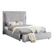 Reby Queen Size Bed w Storage Footboard- Gray Chenille Upholstery