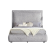 Reby Queen Size Bed w Storage Footboard- Gray Chenille Upholstery