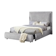 Reby Queen Size Bed w Storage Footboard- Gray Chenille Upholstery