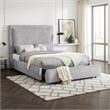 Reby Queen Size Bed w Storage Footboard- Gray Chenille Upholstery
