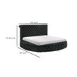 Jeri Queen Size Round Bed w Storage Footboard- Black Velvet Upholstery