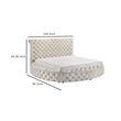 Jeri Queen Size Round Bed w Storage Footboard Ivory Italian Upholstery