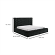 Heri Queen Bed w Side Storage- Chesterfield Black Velvet Upholstery