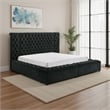 Heri Queen Bed w Side Storage- Chesterfield Black Velvet Upholstery