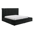 Heri Queen Bed w Side Storage- Chesterfield Black Velvet Upholstery