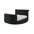 Leri Round King Size Bed w Lift TV Stand- LED Fireplace- Black Velvet