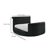 Leri Round Queen Bed w Lift TV Stand- LED Fireplace- Black Velvet