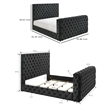 Meri King Bed with Lift TV Stand- Tufted Black Velvet Upholstery