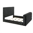 Meri Queen Bed with Lift TV Stand- Tufted Black Velvet Upholstery