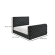 Meri Queen Bed with Lift TV Stand- Tufted Black Velvet Upholstery