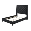 Toer King Bed- 67 Inch Tall Wingback Headboard Black Velvet Upholstery