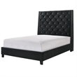 Toer King Bed- 67 Inch Tall Wingback Headboard Black Velvet Upholstery