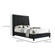 Toer King Bed- 67 Inch Tall Wingback Headboard Black Velvet Upholstery