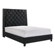 Toer King Bed- 67 Inch Tall Wingback Headboard Black Velvet Upholstery