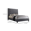 Toer Queen Size Bed- Tall Wingback Headboard- Modern Gray Upholstery