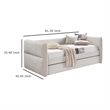 Wemy Daybed w Pull Out Trundle- Modern Ivory Chenille Upholstery